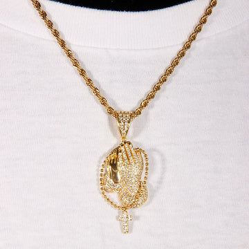 Iced Praying Hand Blingbling Pendant ZUU KING